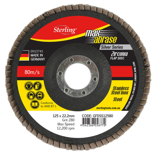 Maxabrase Flap Disc Silver Inox-Stainless 178mm x ZK60 Grit